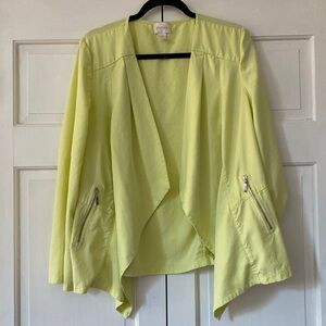 Chico’s Size 2‎ Drape Jacket Soft Lime Chicos Size Large Open Front Chartreuse